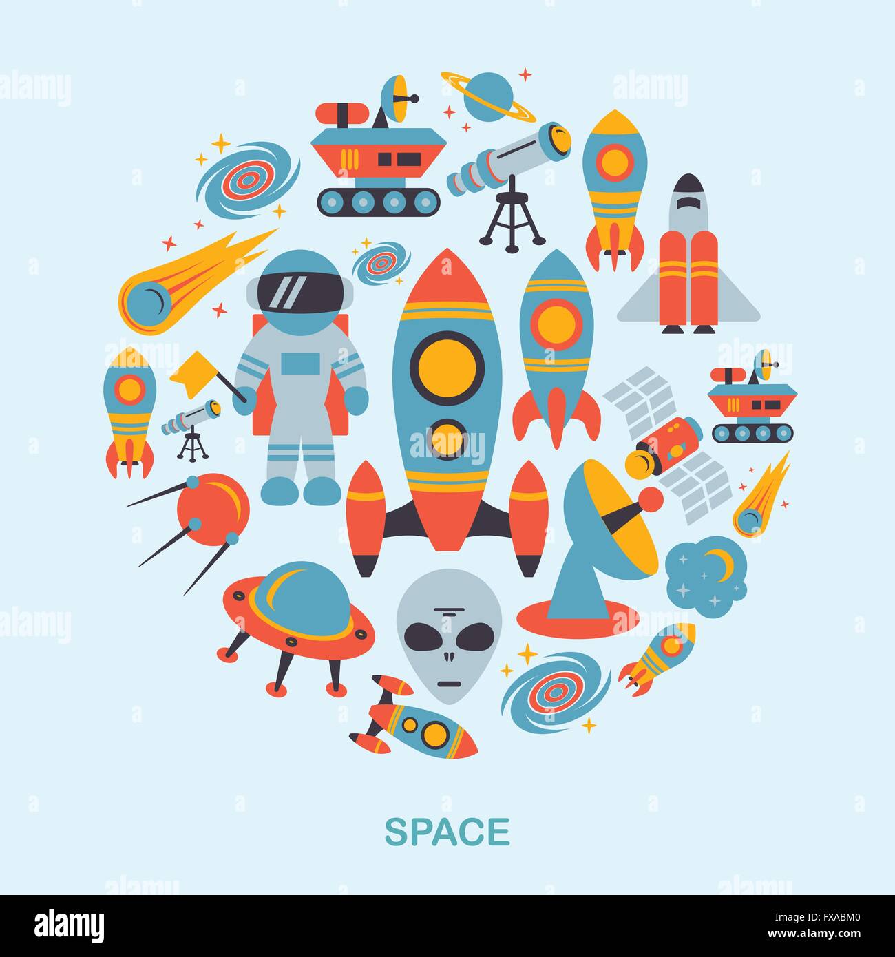 Space icons flat Stock Vector Image & Art - Alamy