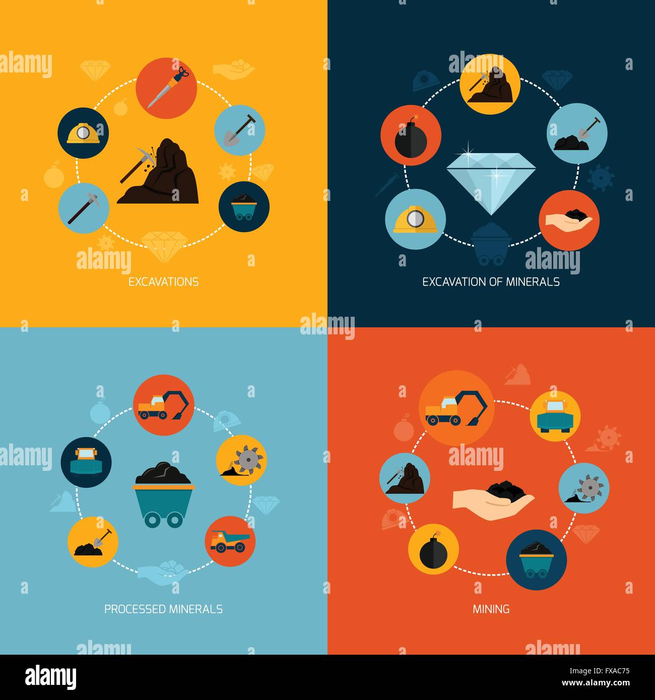 Mining icons flat composition Stock Vector Image & Art - Alamy