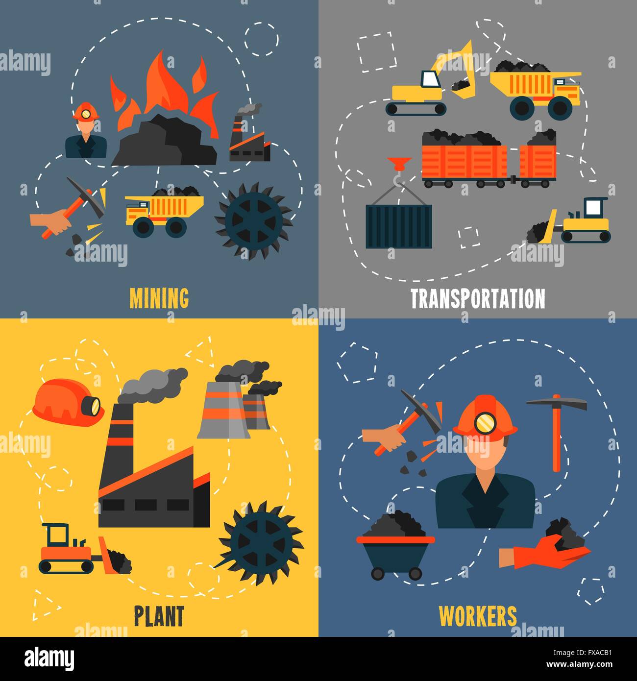 Coal industry flat set Stock Vector Image & Art - Alamy