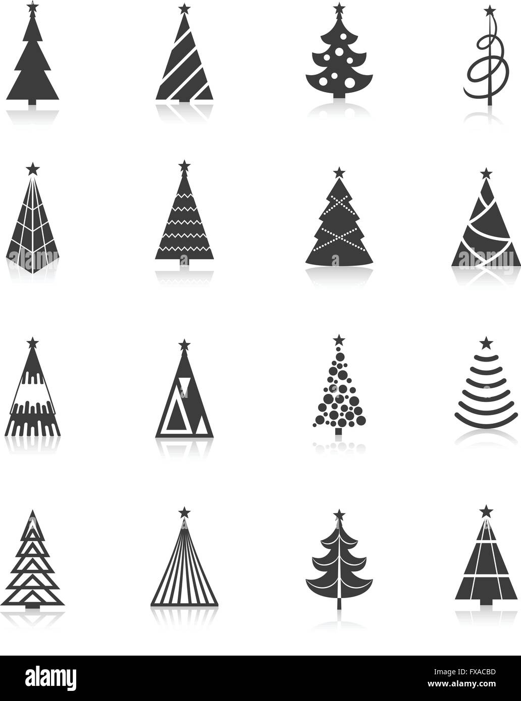 Christmas tree icons black Stock Vector Image & Art - Alamy