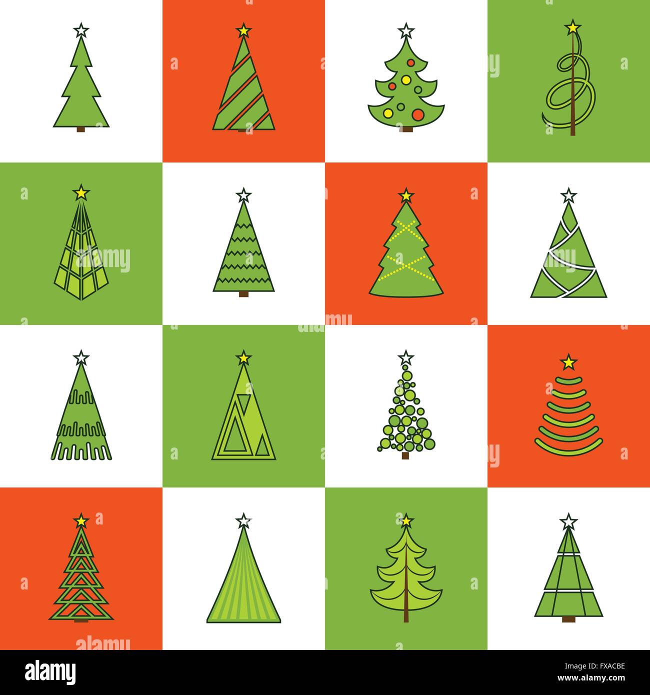 Christmas Tree Flat Line Icons Stock Vector Image & Art - Alamy