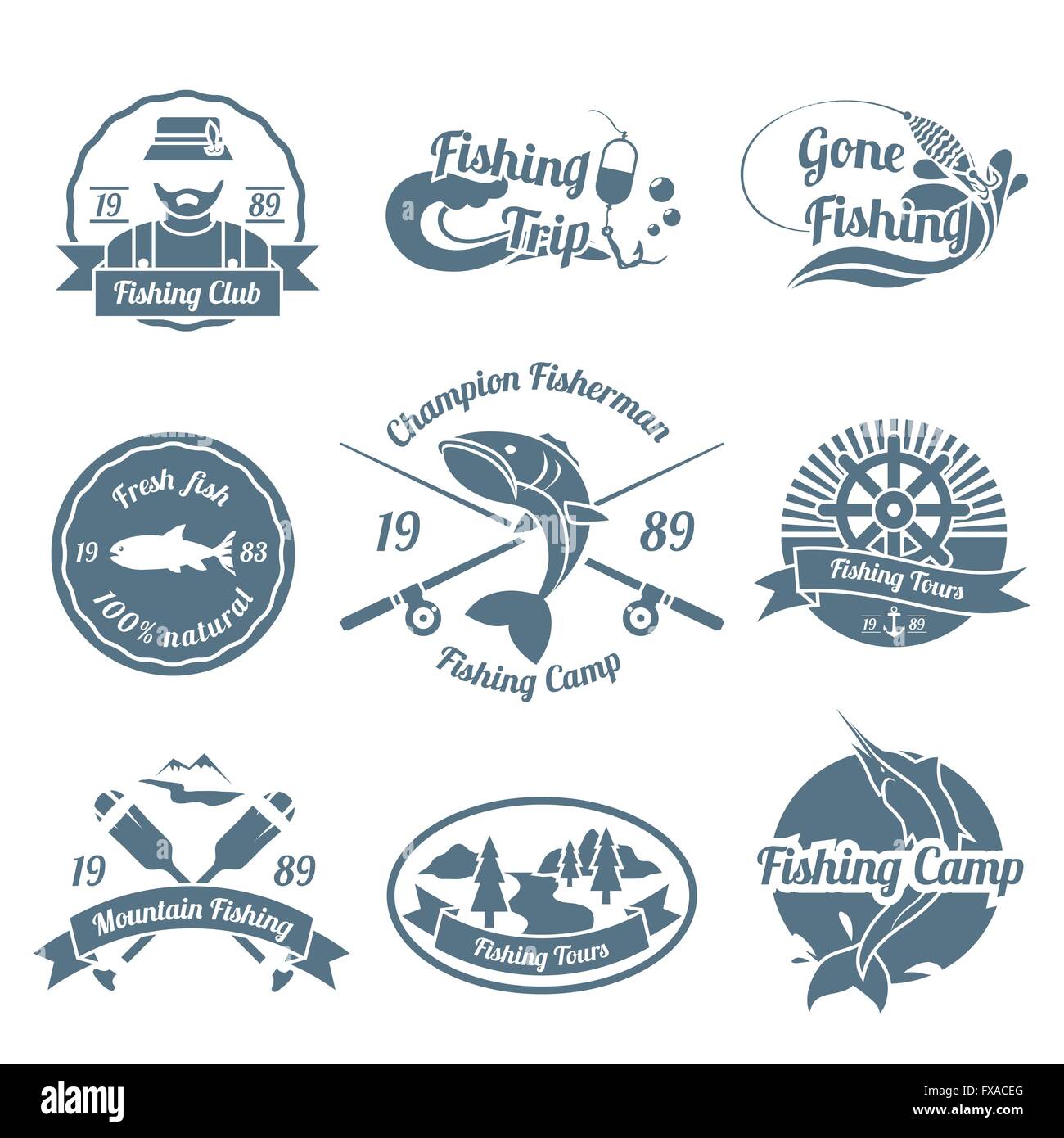 Fishing label set Stock Vector Image & Art - Alamy