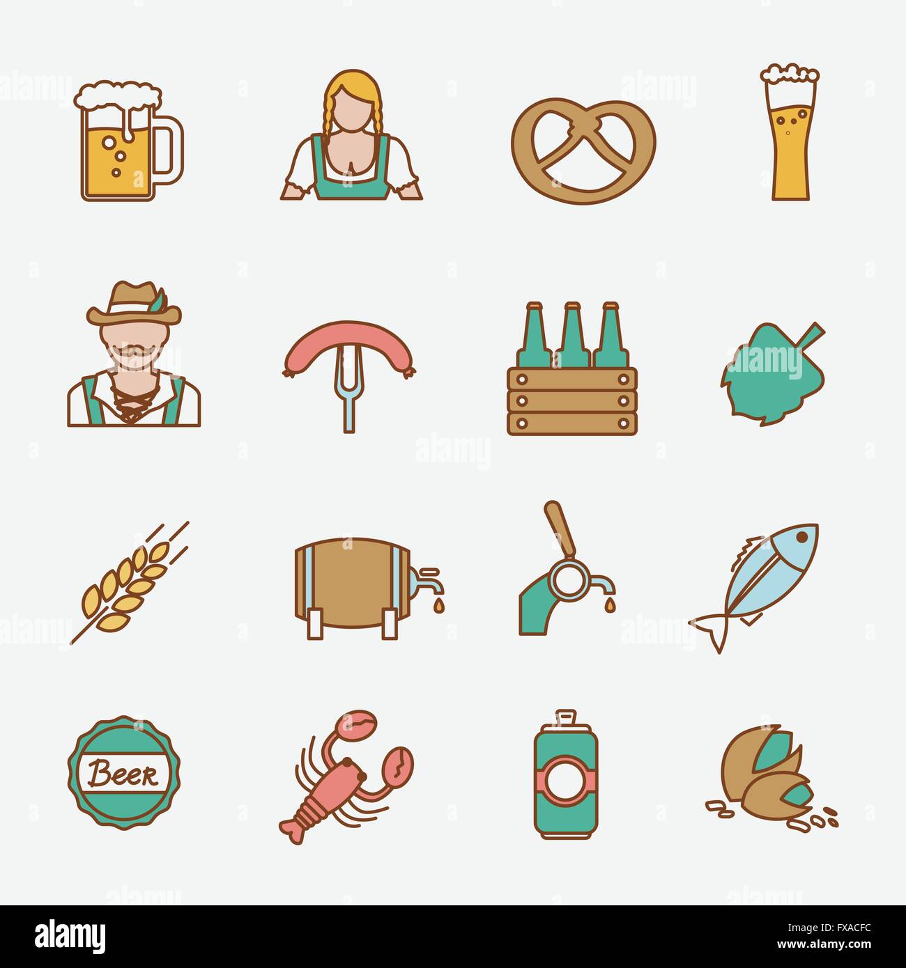 Beer icons set flat line Stock Vector Image & Art - Alamy