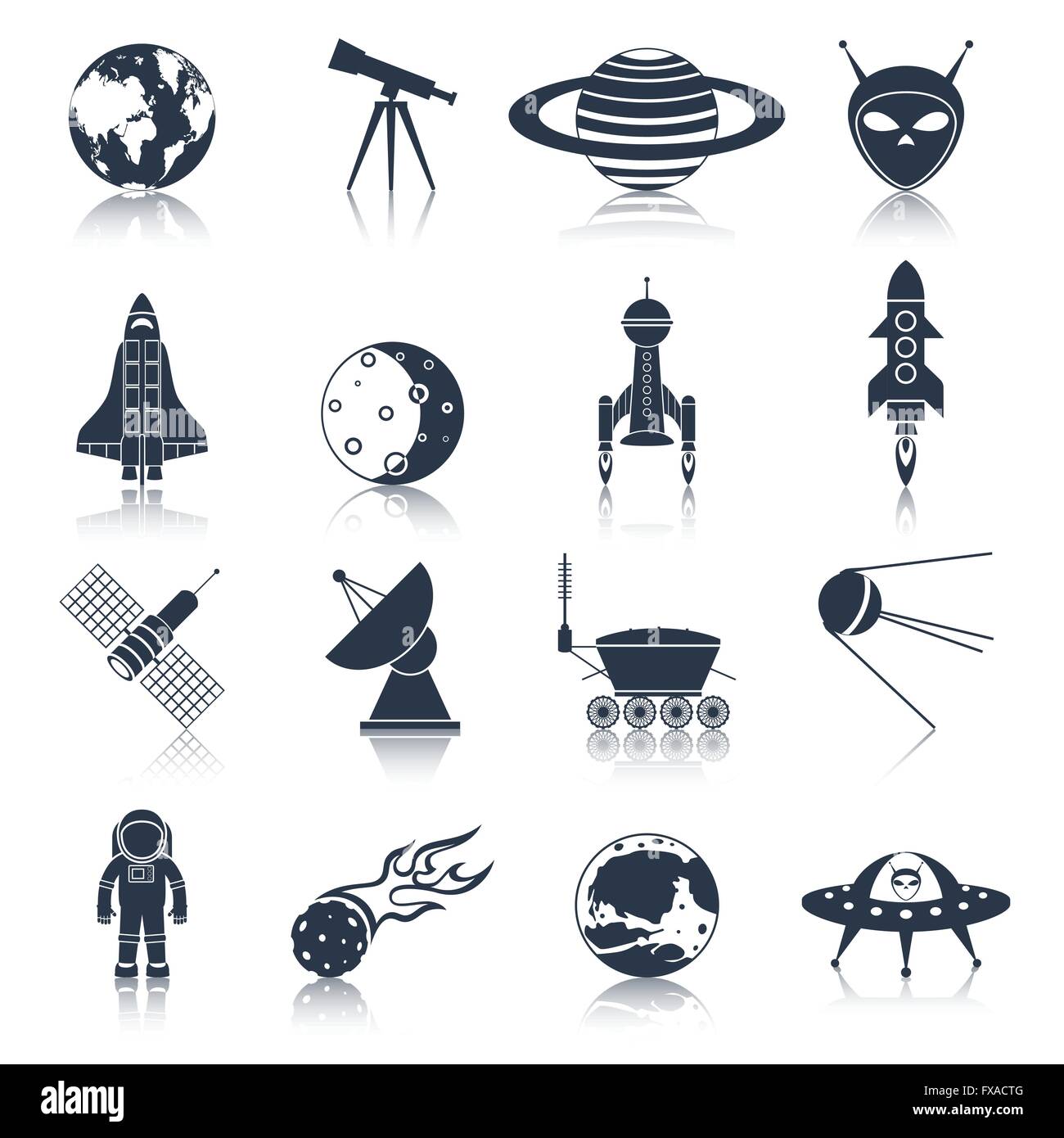 Space icons black Stock Vector Image & Art - Alamy