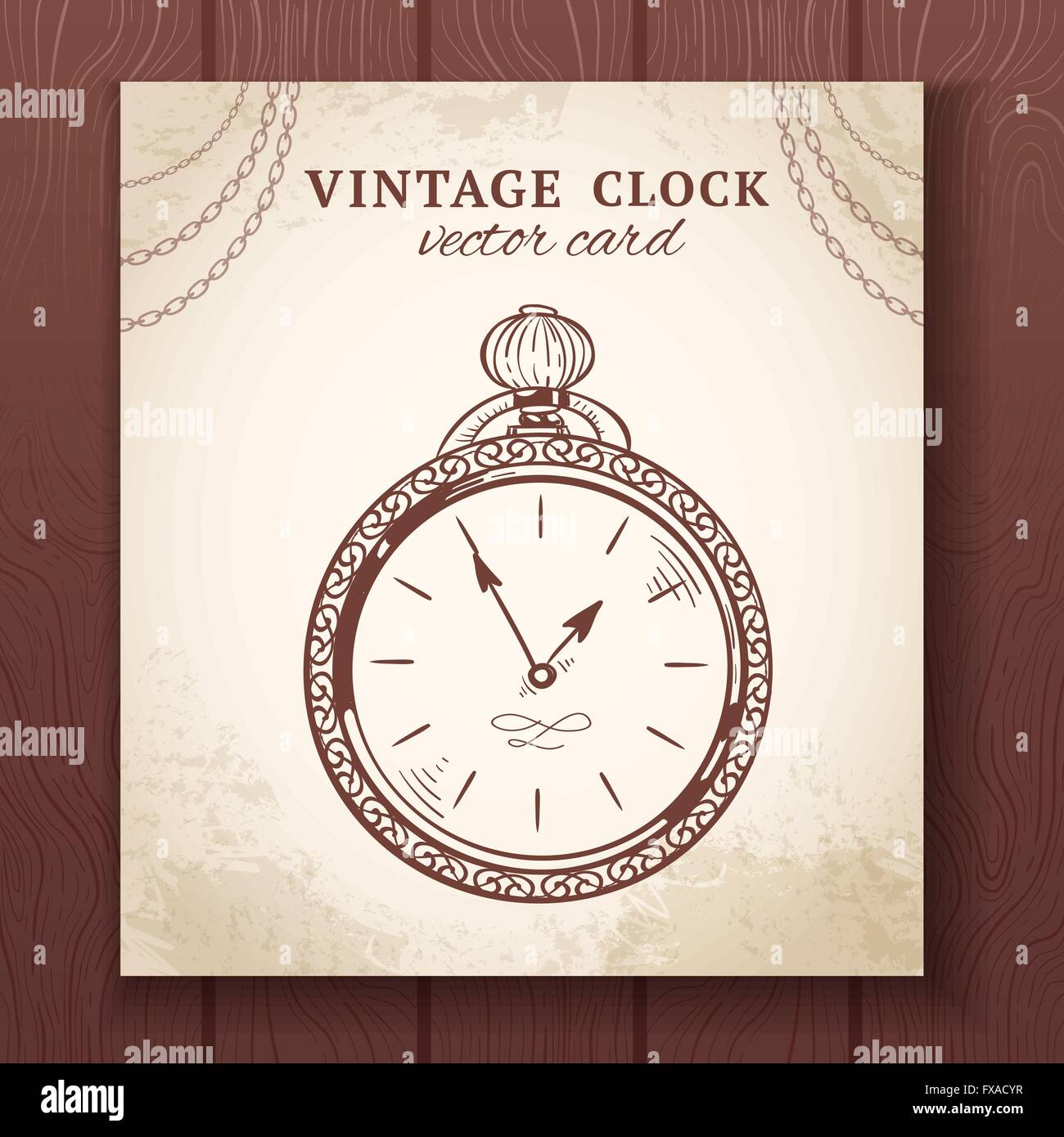 Old vintage pocket watch card Stock Vector Image & Art Alamy