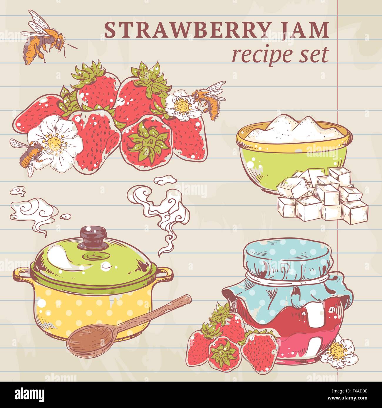 Strawberry jam ingredients Stock Vector Image & Art Alamy