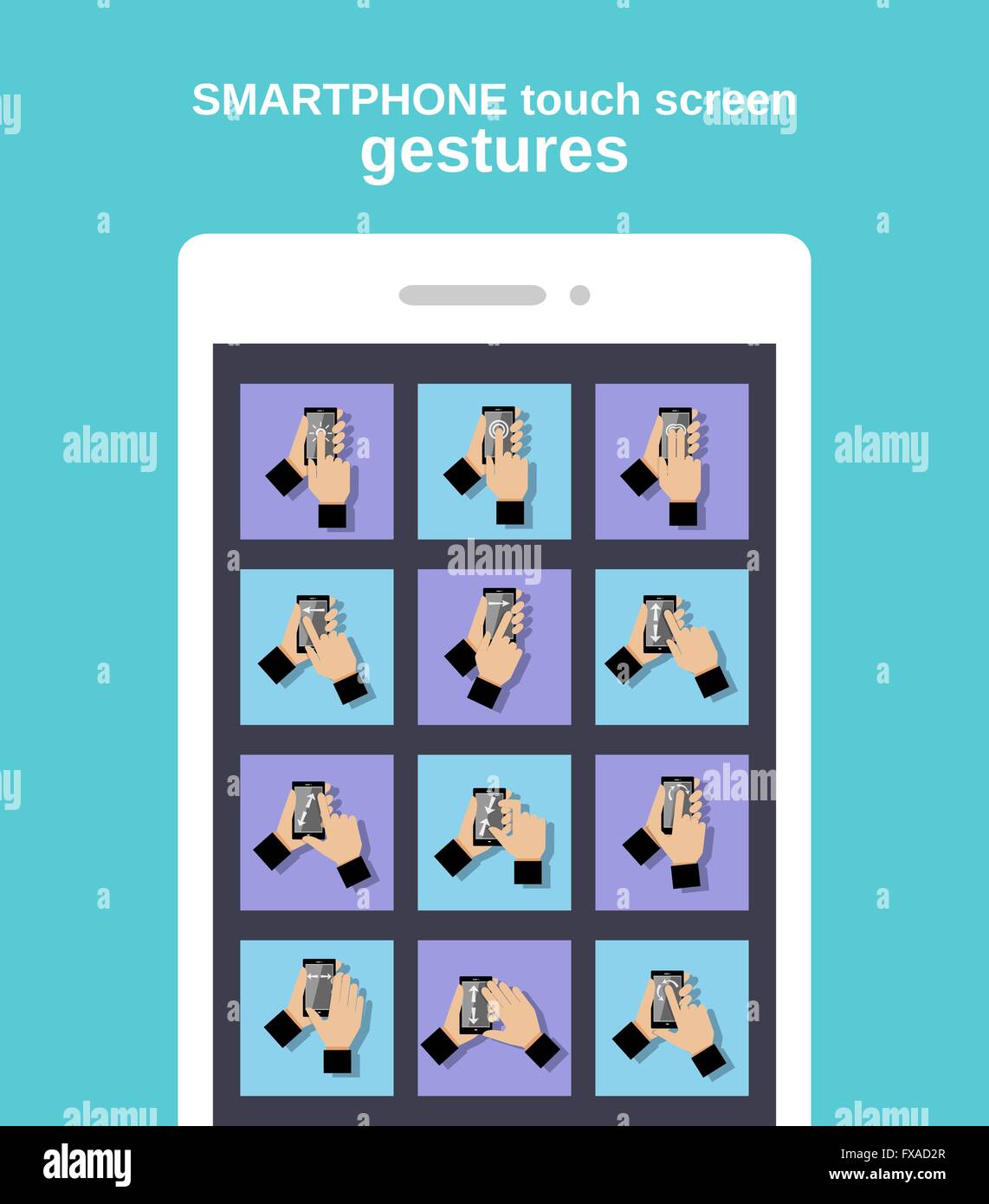 Touch gestures on smartphone Stock Vector