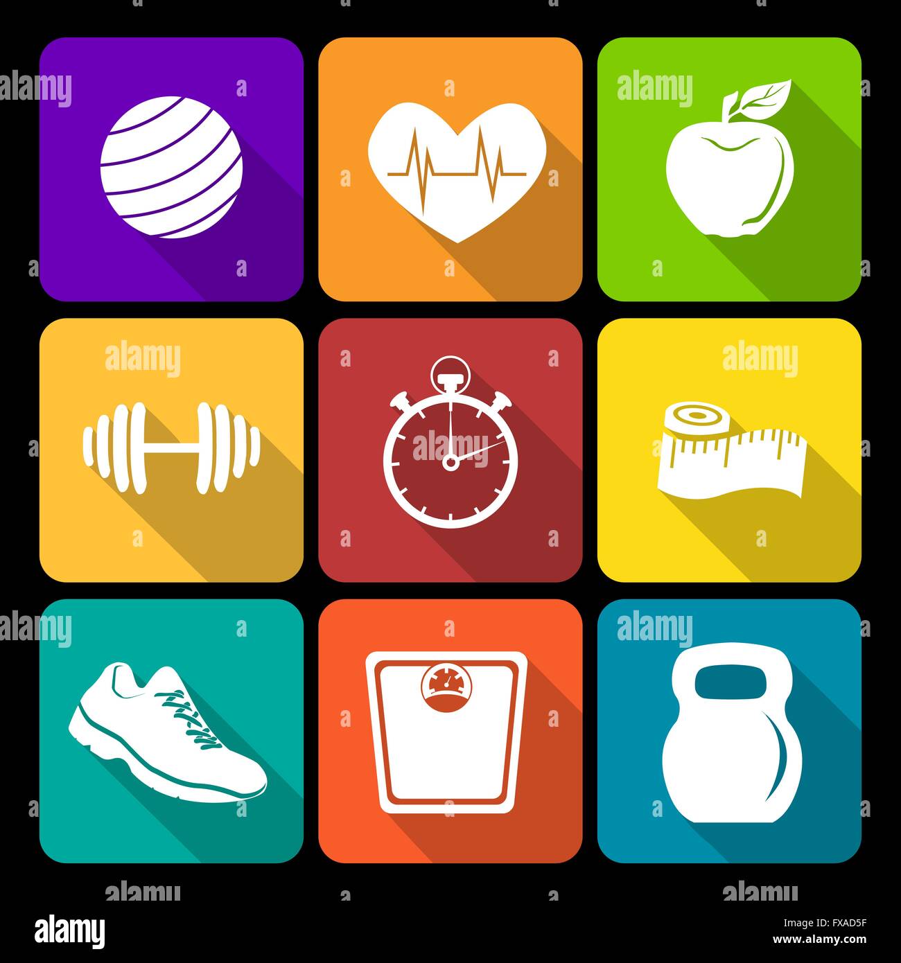 Icons food fitness hi-res stock photography and images - Alamy