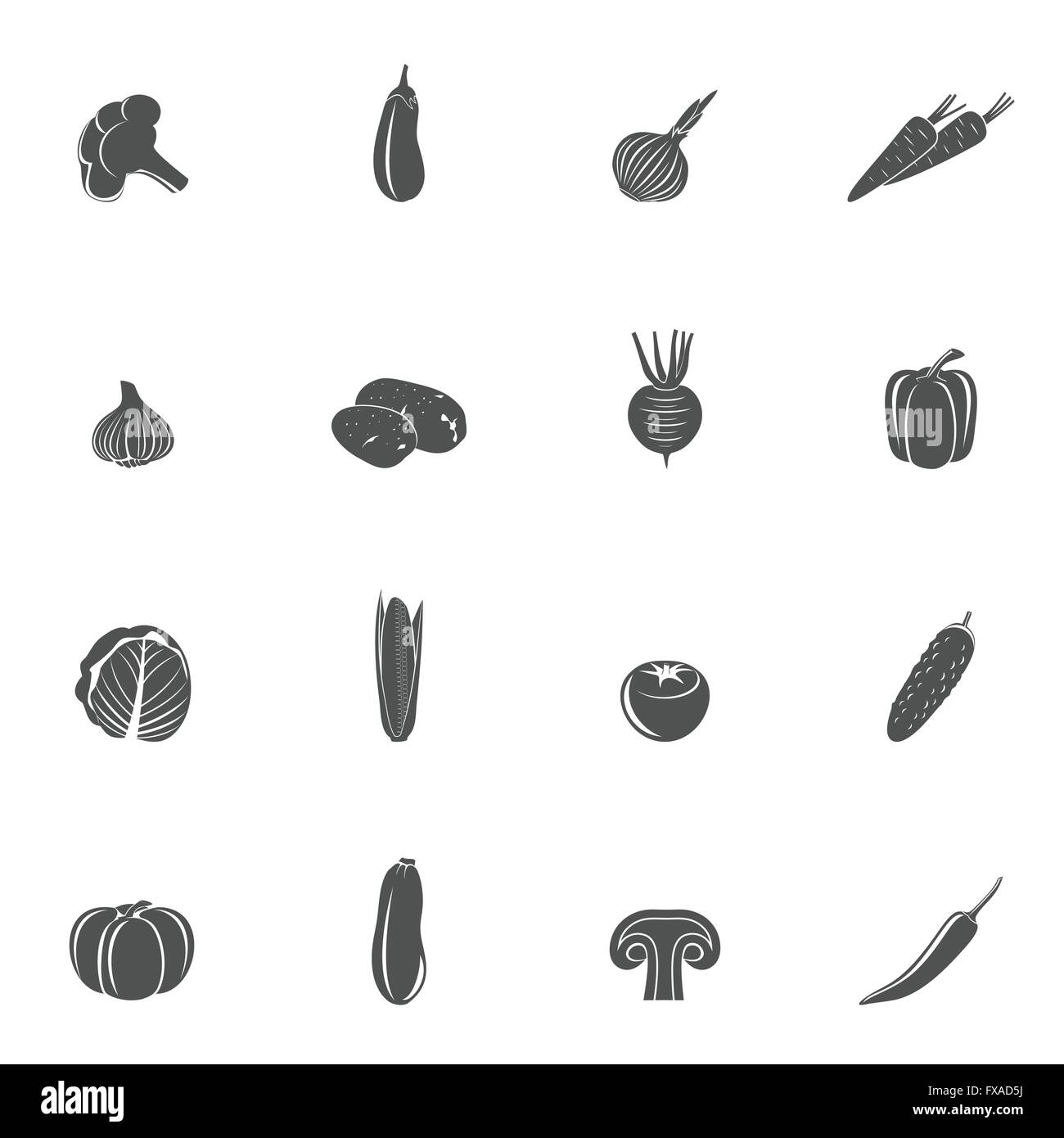 Vegetables icons black set Stock Vector Image & Art - Alamy