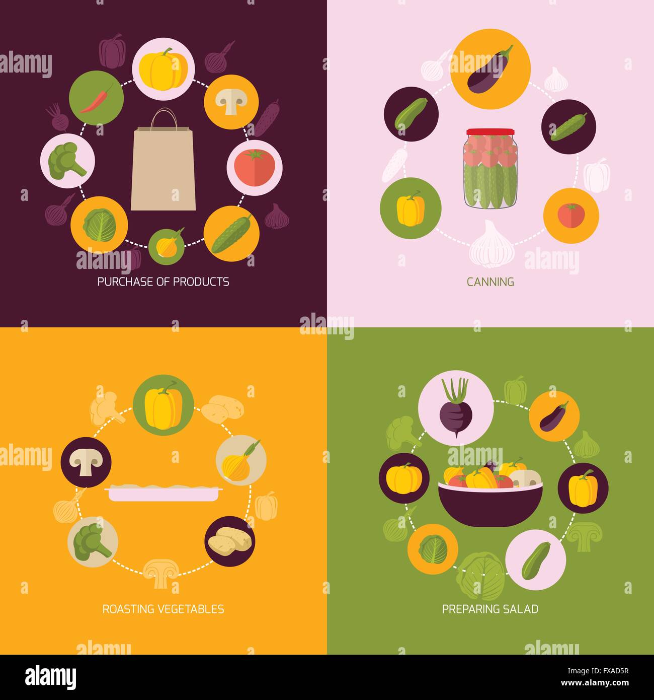 Vegetables icons flat set Stock Vector Image & Art - Alamy