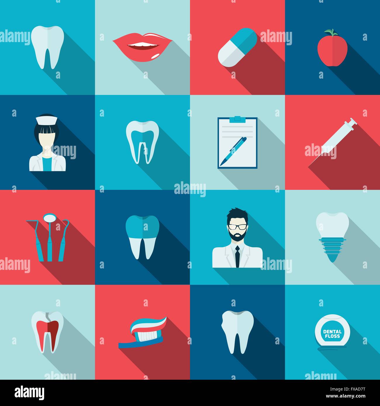 Teeth icons flat Stock Vector Image & Art - Alamy