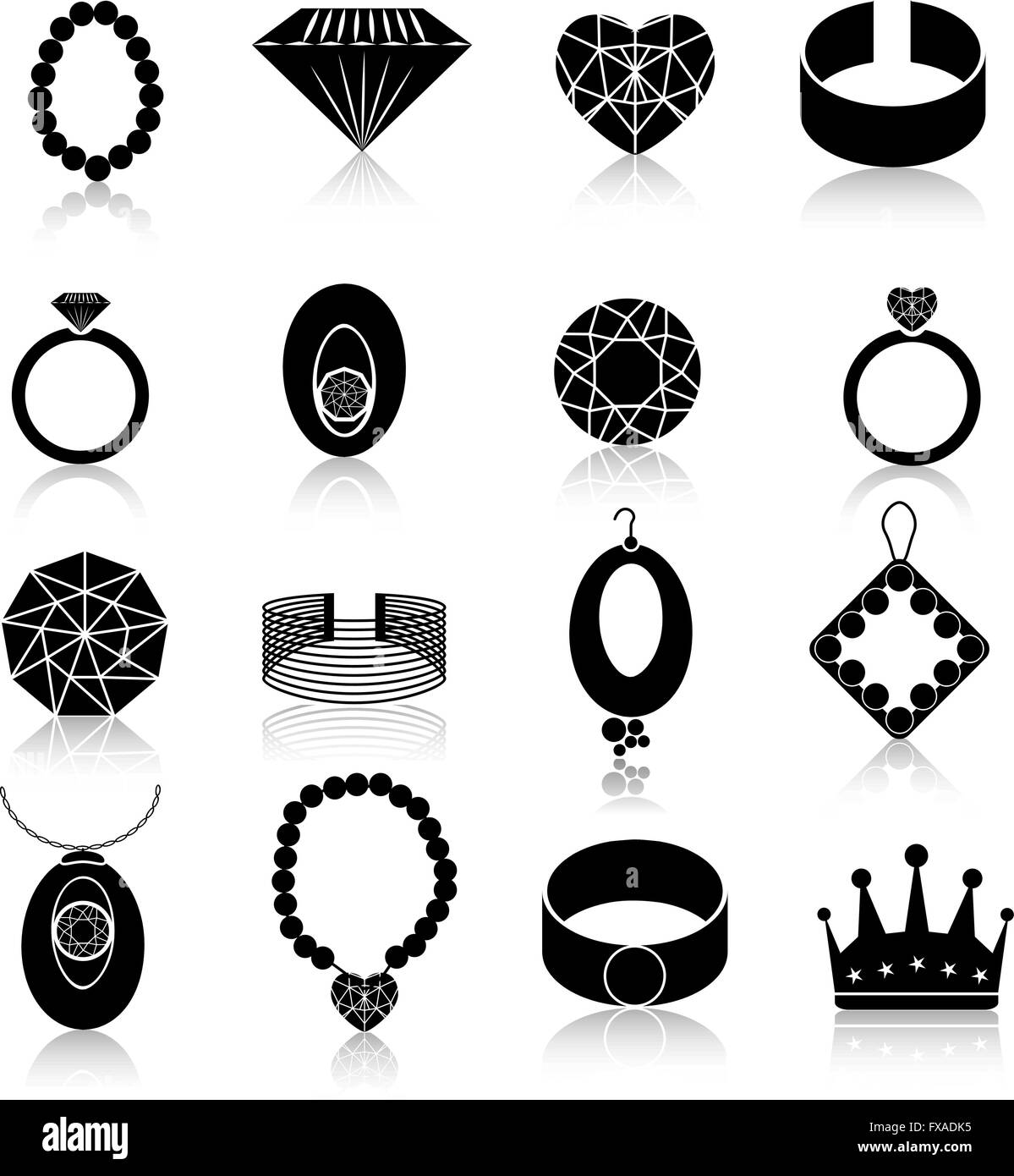 Necklace jewelry icon set Black and White Stock Photos & Images - Alamy