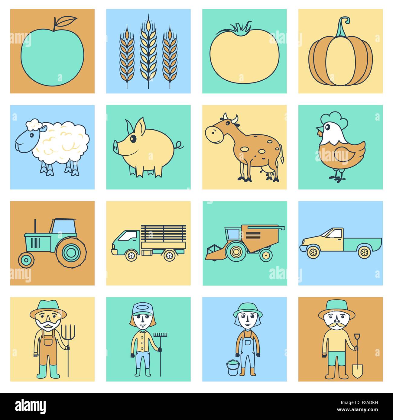 Farm icons set flat line Stock Vector Image & Art - Alamy