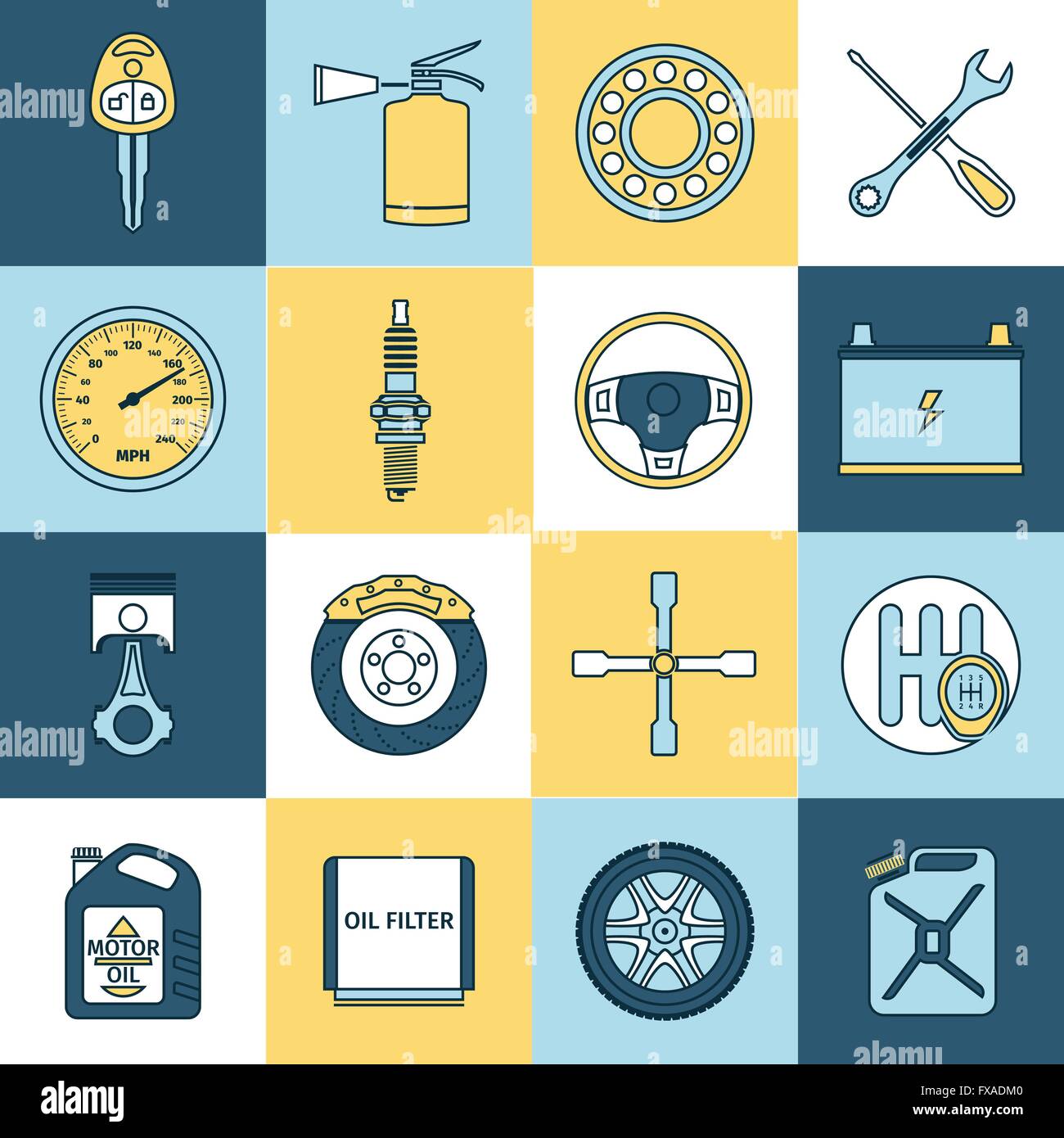 Car parts icons flat line Stock Vector Image & Art - Alamy