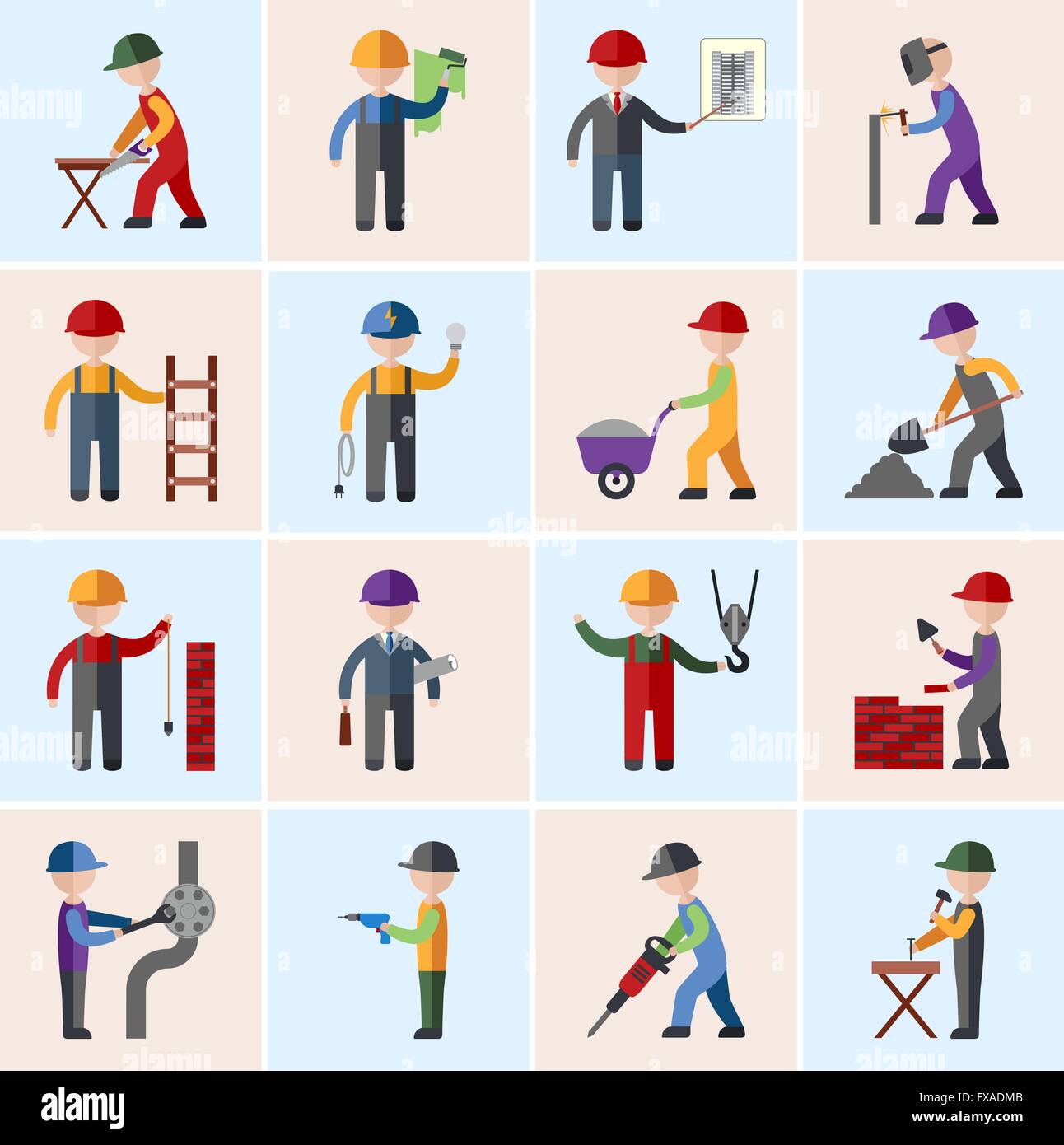Construction worker icons flat Stock Vector Image & Art - Alamy