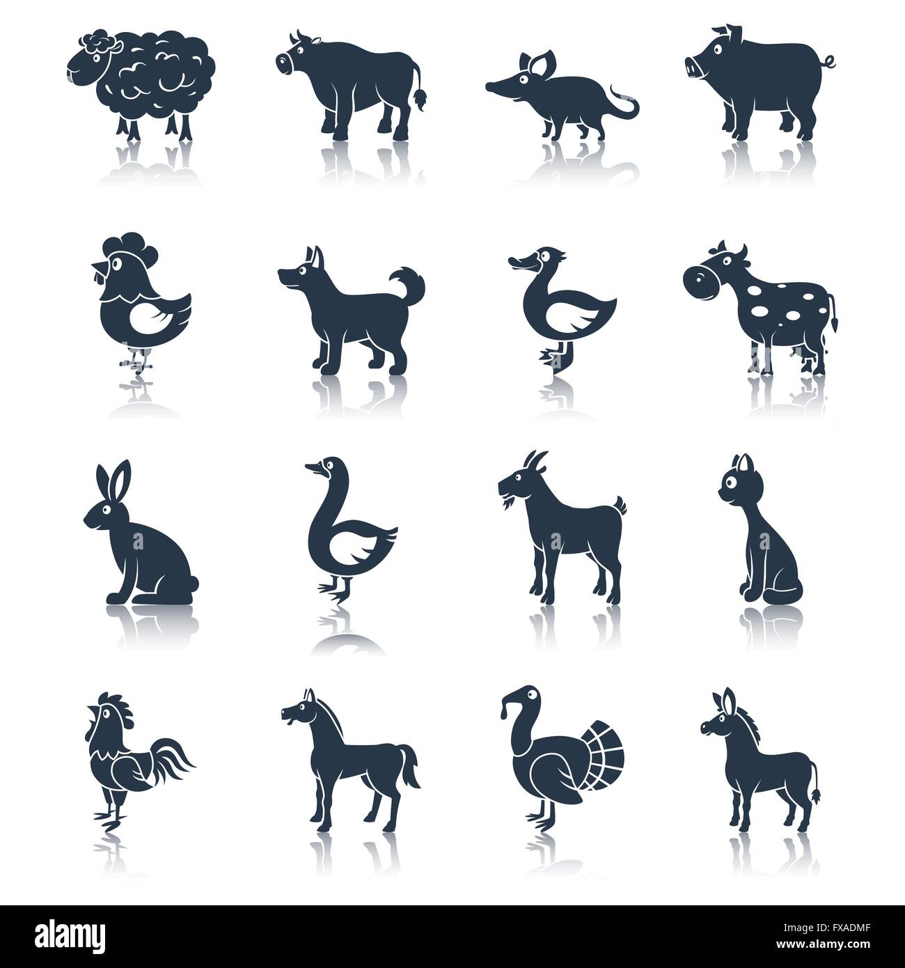 Farm animals set black Stock Vector Image & Art - Alamy