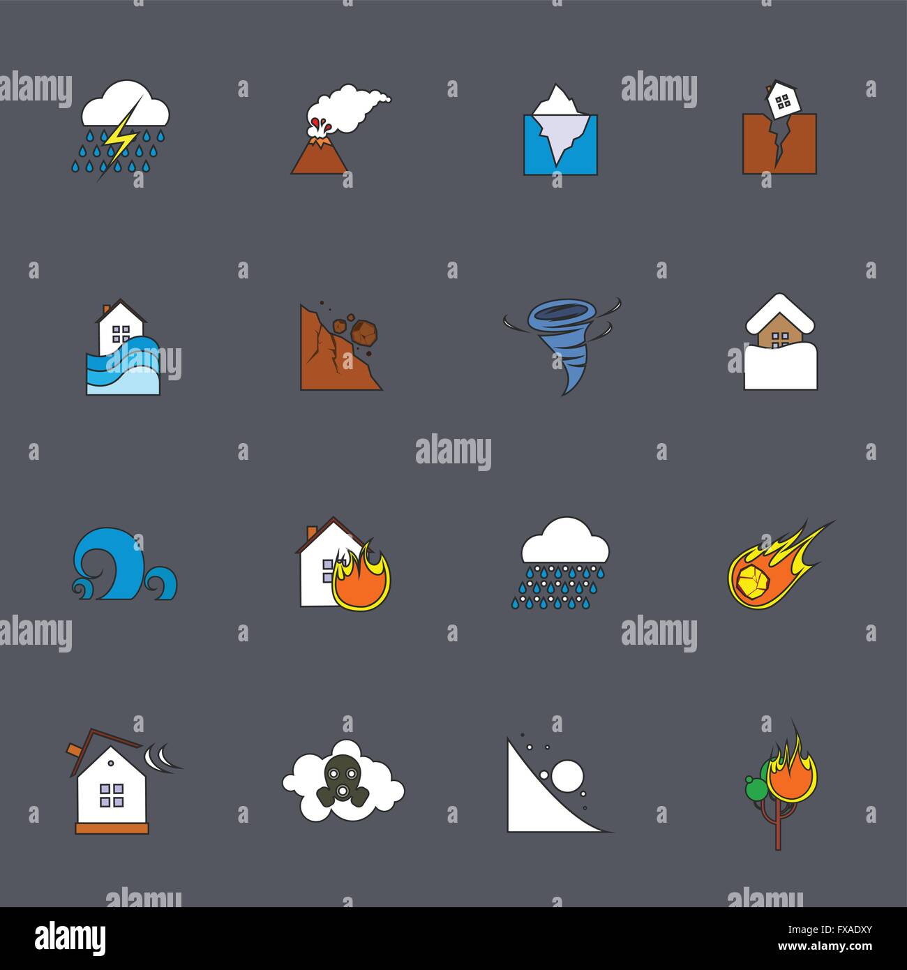 Natural disaster icons flat line Stock Vector Image & Art - Alamy