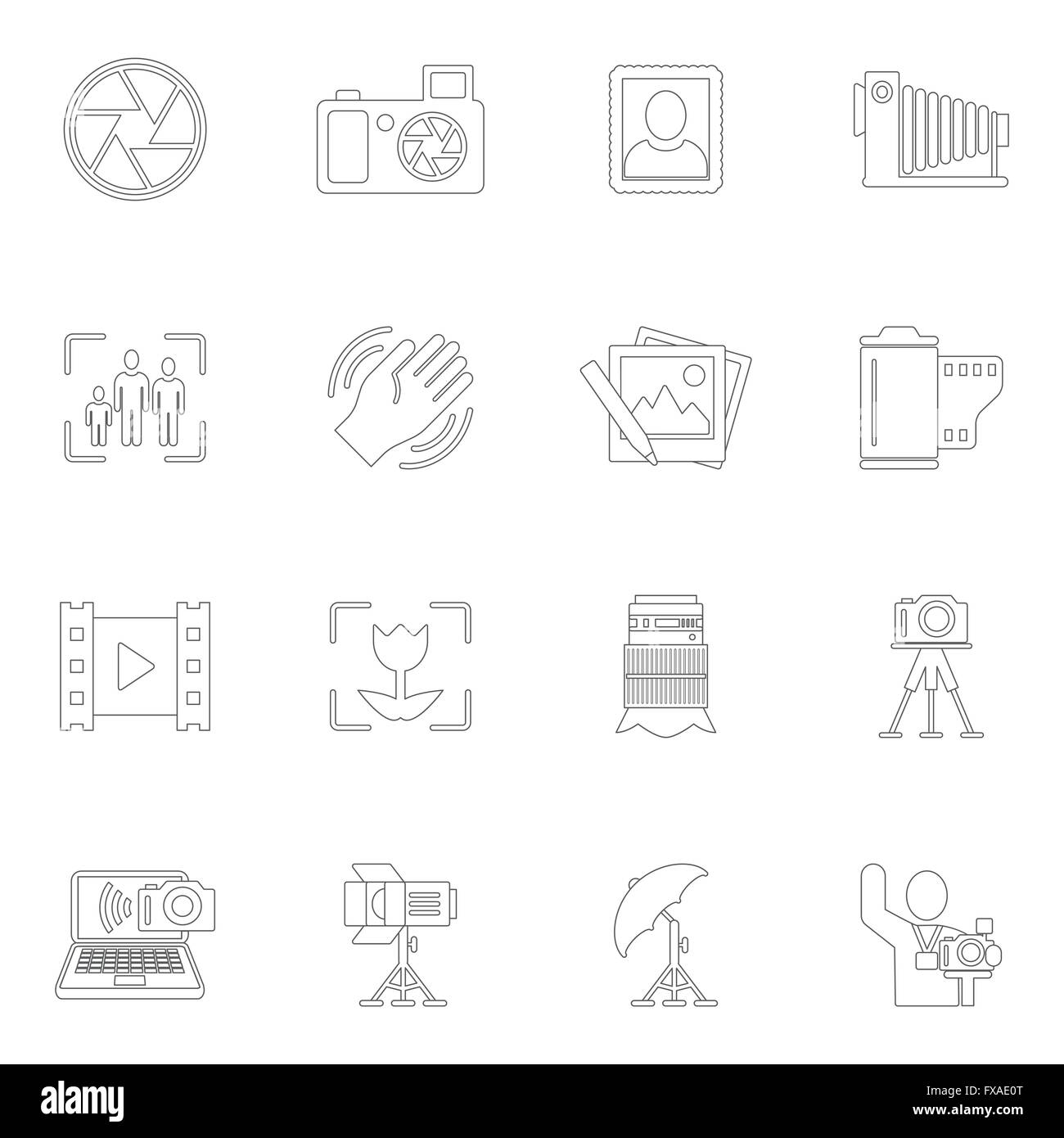 Photography icons outline Stock Vector Image & Art - Alamy