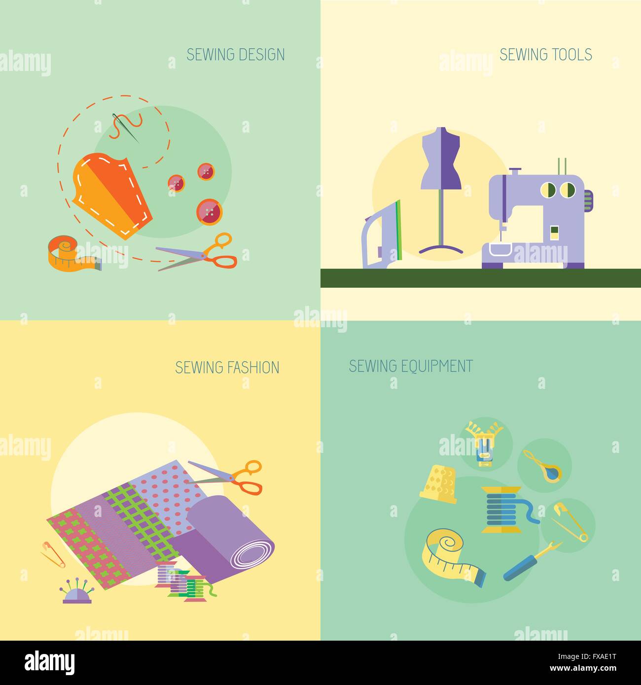 Sewing equipment flat set Stock Vector Image & Art - Alamy