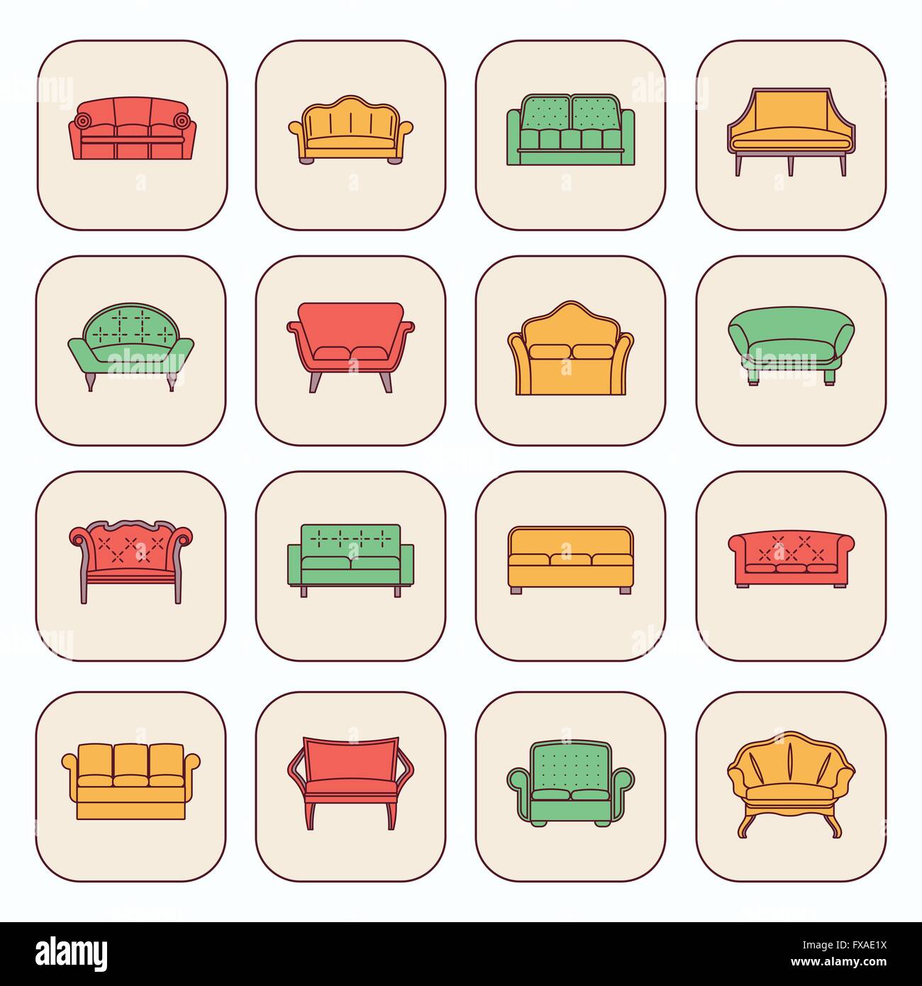 Sofa set icons hi-res stock photography and images - Alamy