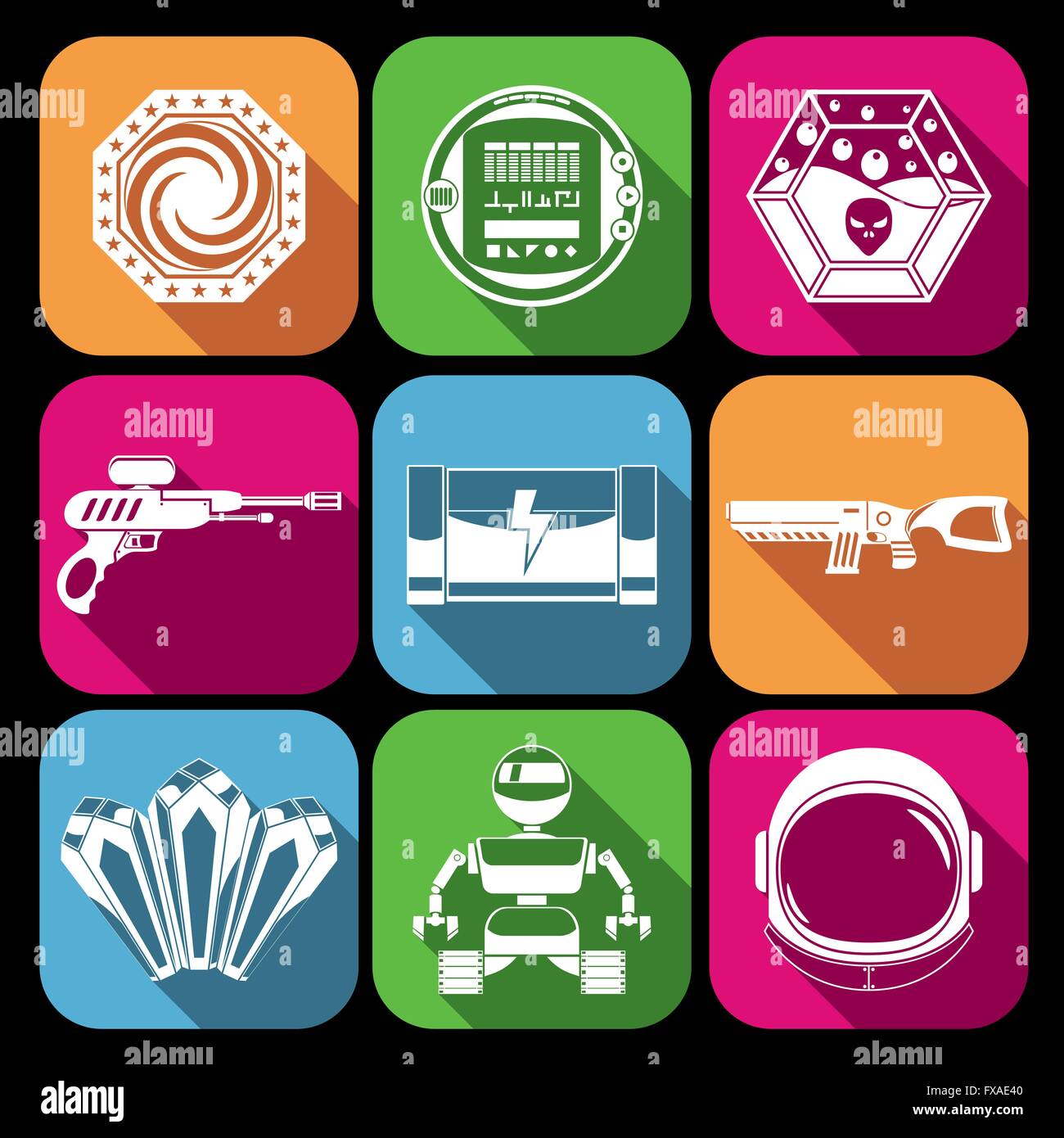 Space game icons white Stock Vector Image & Art - Alamy