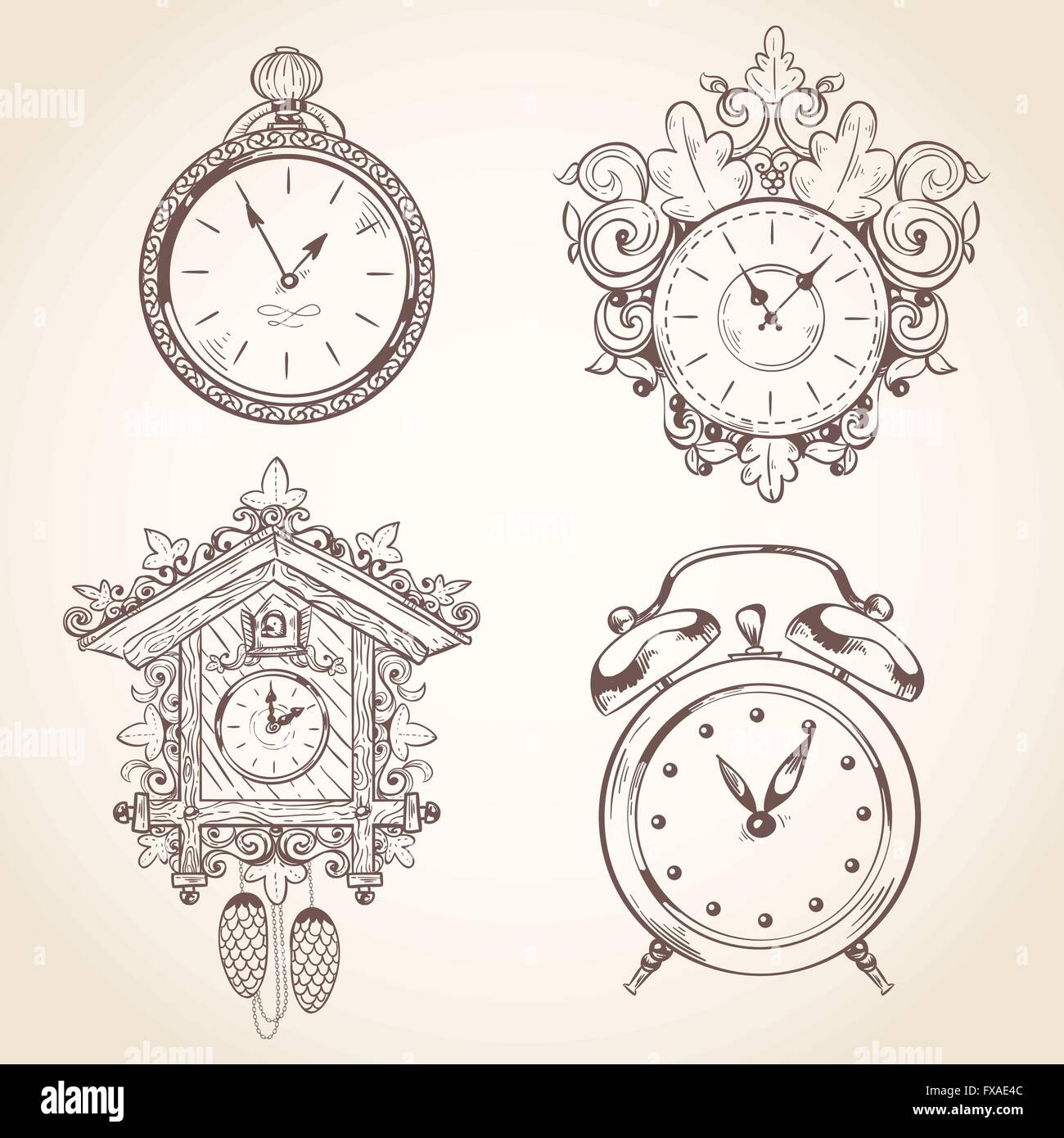 Old vintage clock set Stock Vector Image & Art Alamy