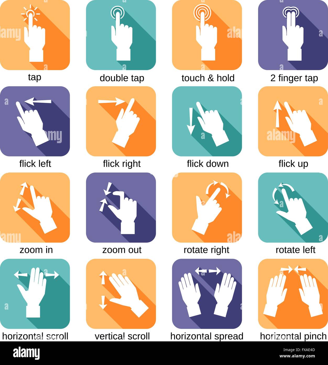 Touch Interface Gestures Icons Stock Vector