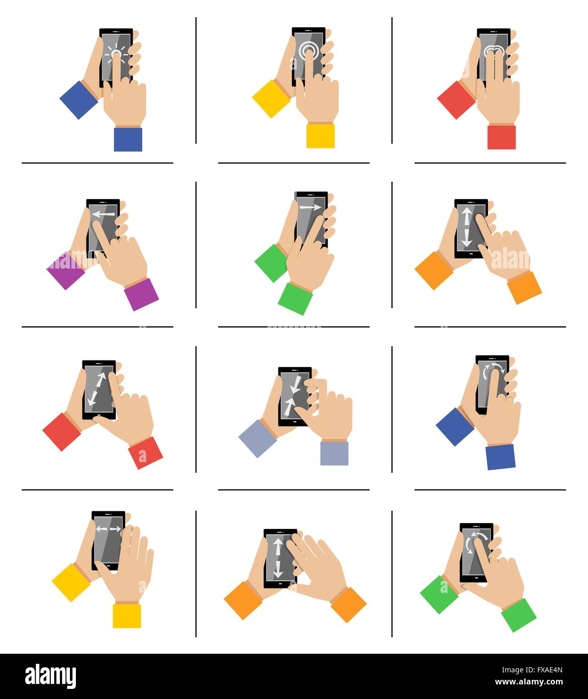 Smartphone touch gestures Stock Vector