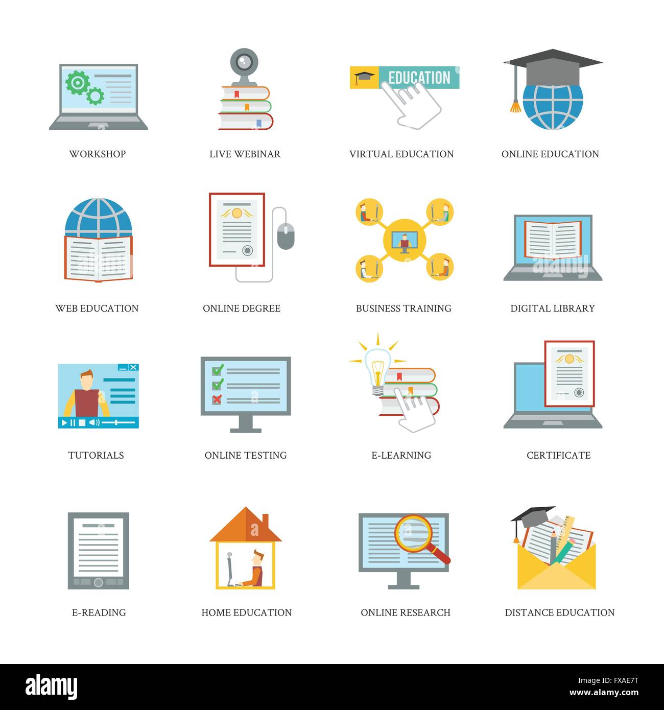 Online education icon set Stock Vector Image & Art - Alamy