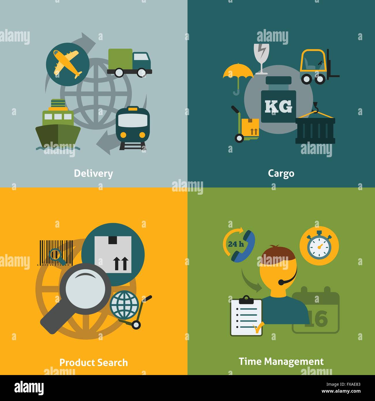 Logistic flat icons composition Stock Vector Image & Art - Alamy