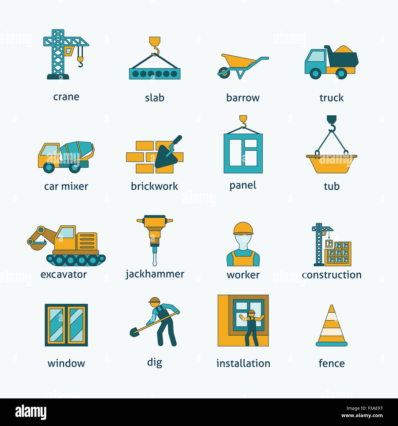 Construction icons flat line set Stock Vector Image & Art - Alamy