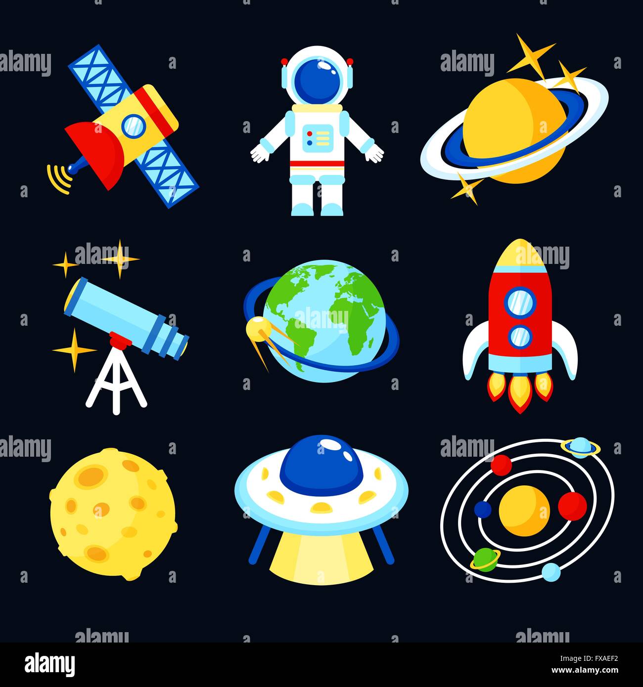 Space icons set Stock Vector Image & Art - Alamy
