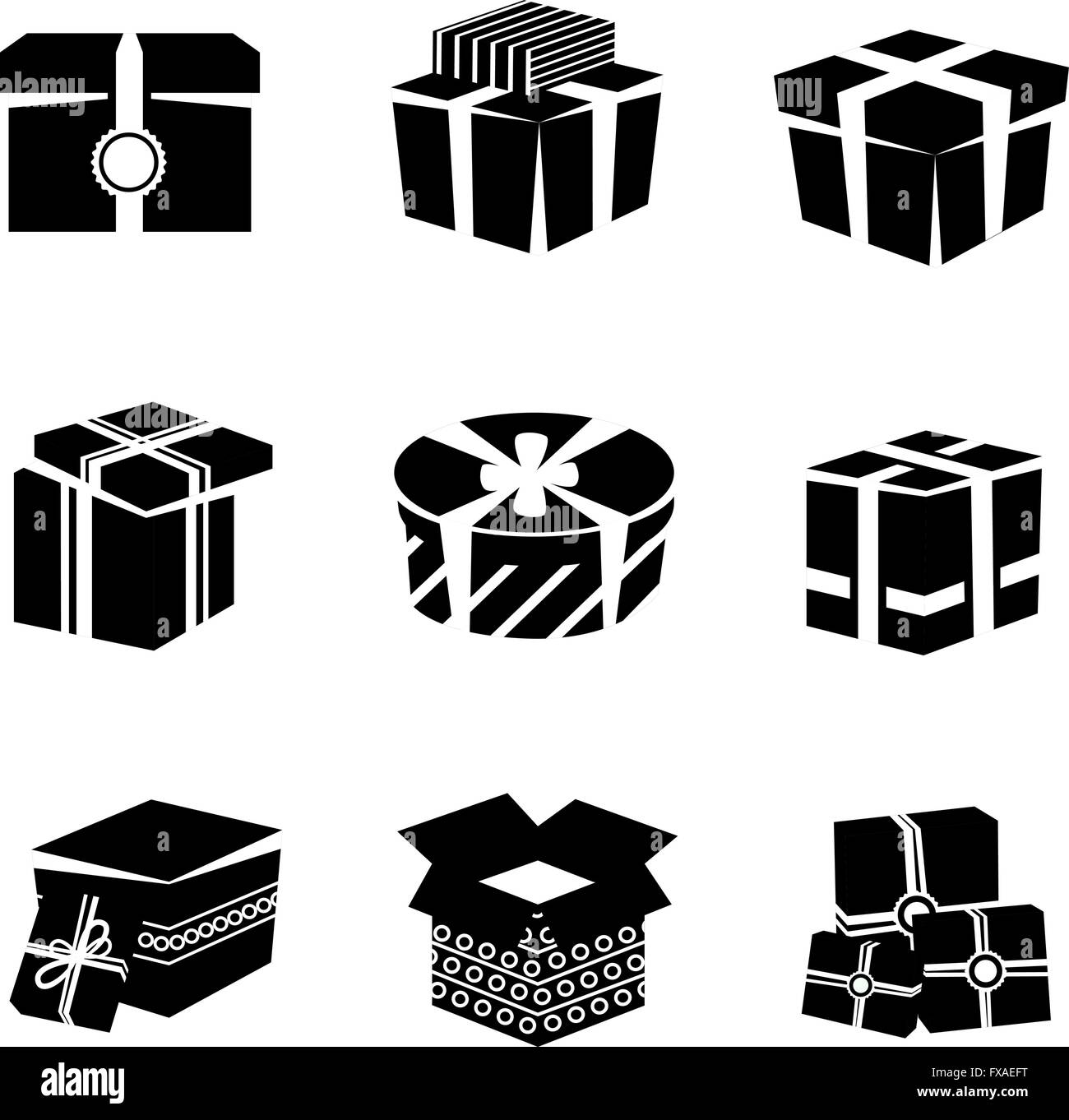 Gift box black and white icons set Stock Vector Image & Art Alamy