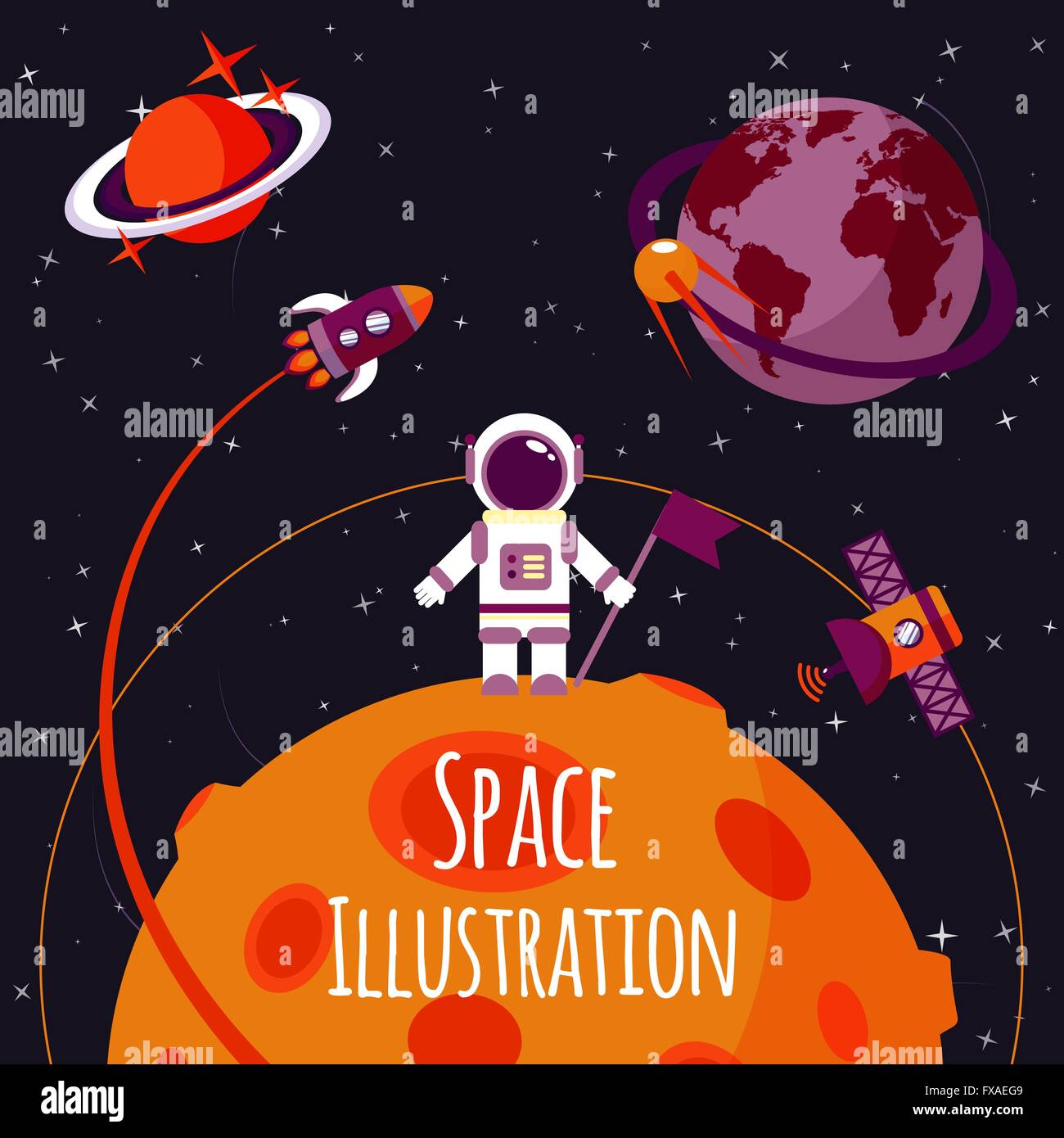 Space flat illustration Stock Vector Image & Art - Alamy