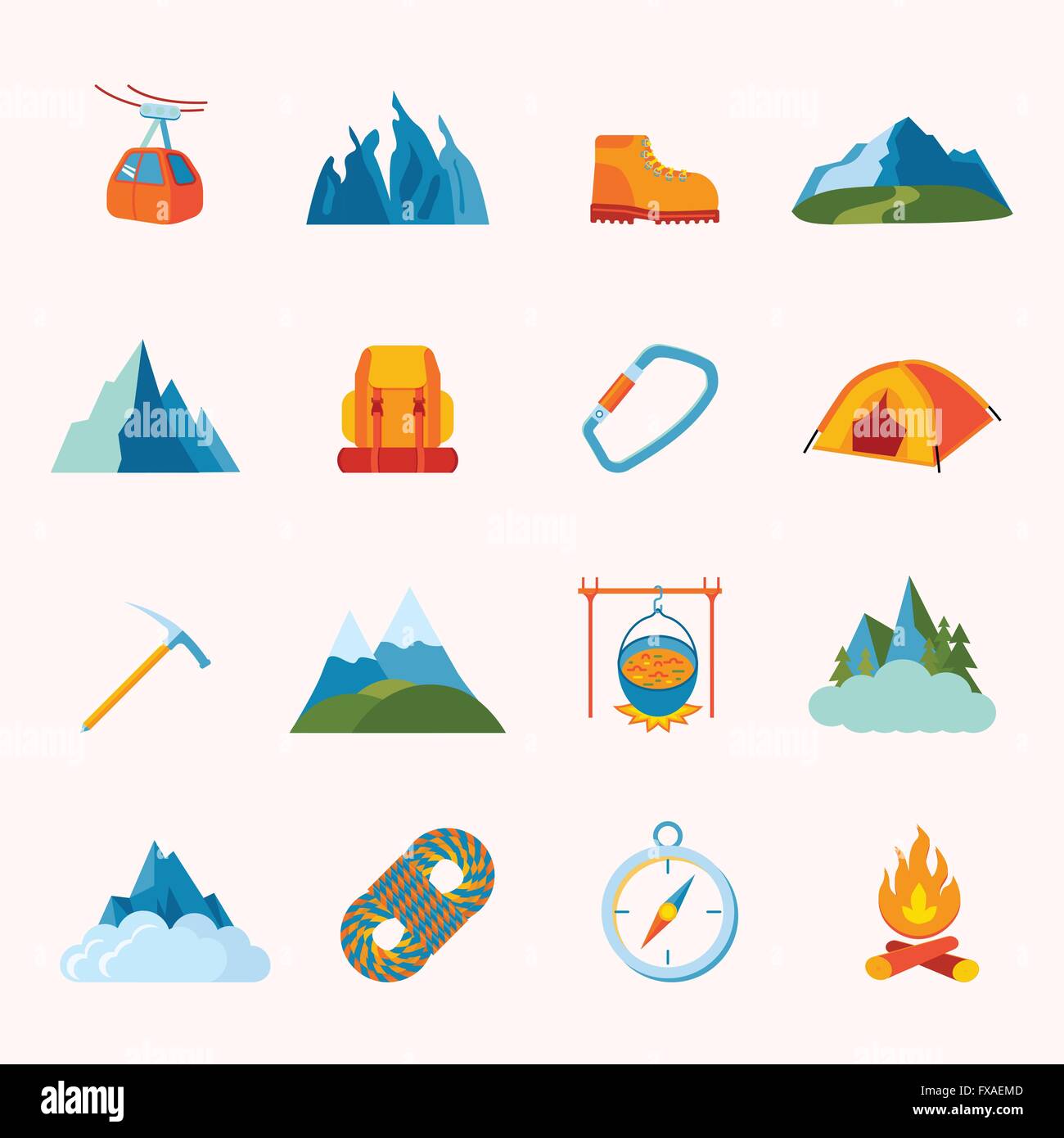 Mountain icons flat Stock Vector Image & Art - Alamy