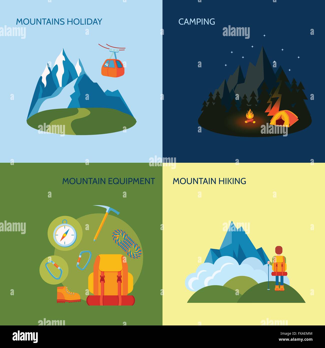 Camping icons set flat Stock Vector Image & Art - Alamy
