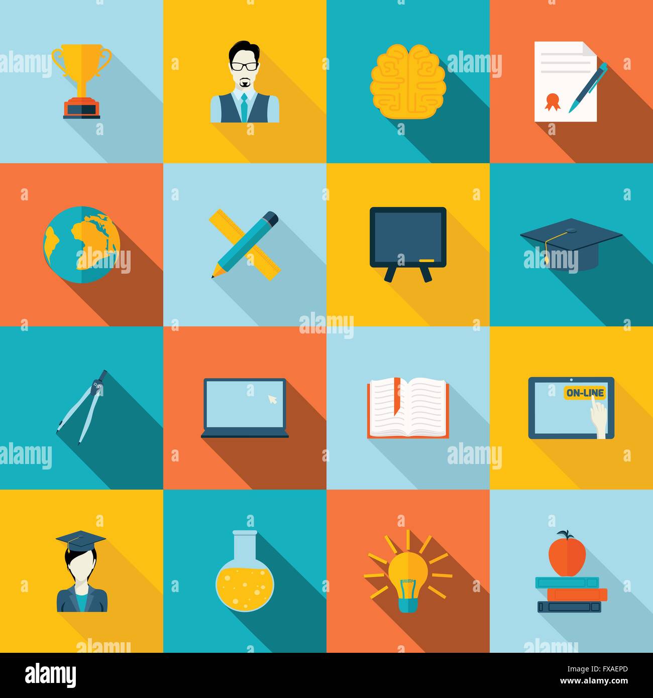Education icons flat Stock Vector Image & Art - Alamy