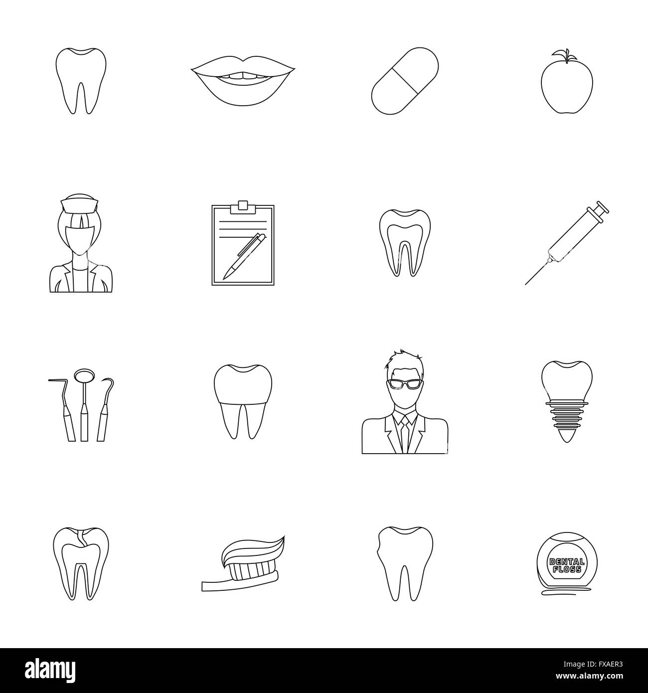 Dental icons outline Stock Vector Image & Art - Alamy