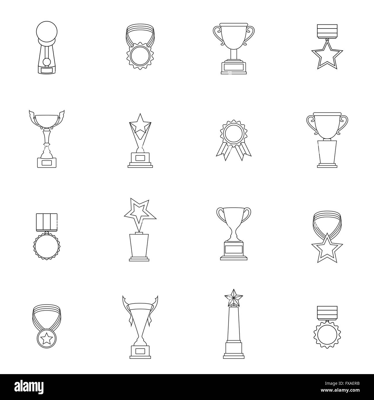 Trophy Icons Set Outline Stock Vector Image & Art - Alamy