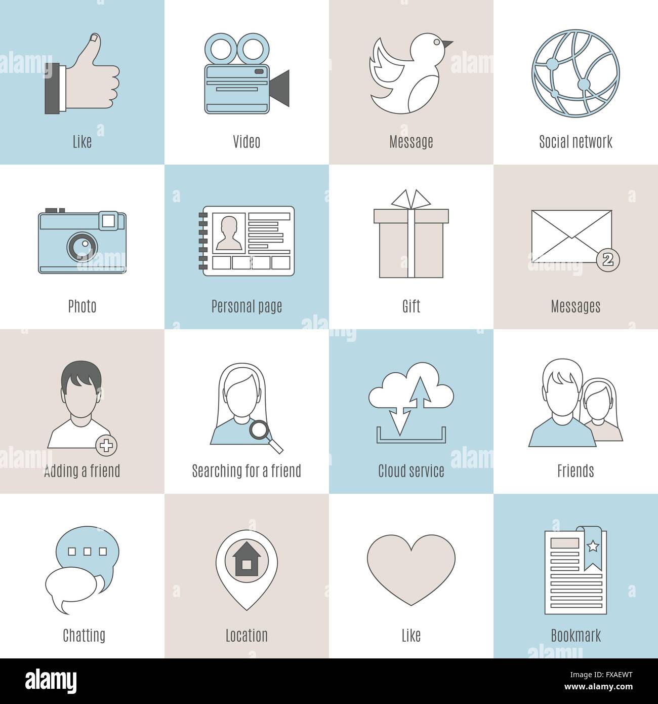 Social icons flat line set Stock Vector Image & Art - Alamy