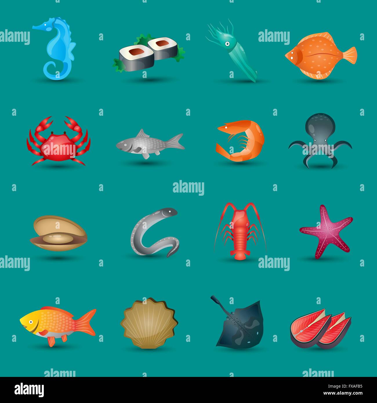 Seafood icons set Stock Vector Image & Art - Alamy