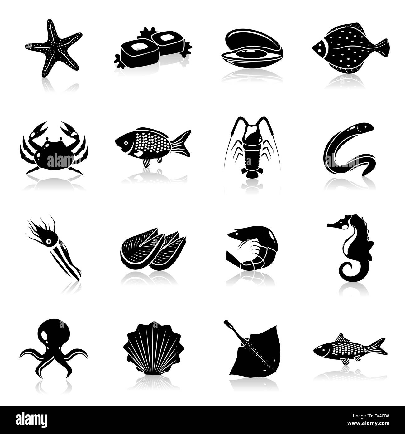 Shellfish icons Black and White Stock Photos & Images - Alamy