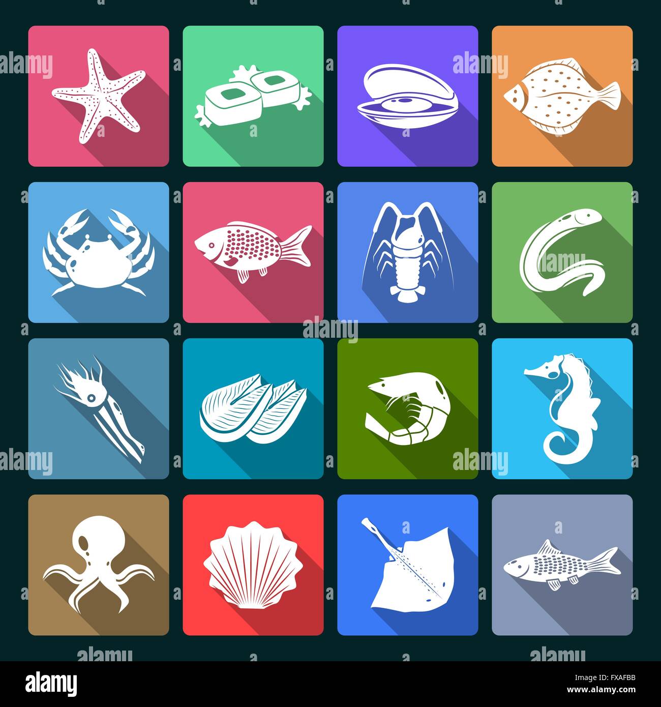 Seafood icons set white Stock Vector Image & Art - Alamy