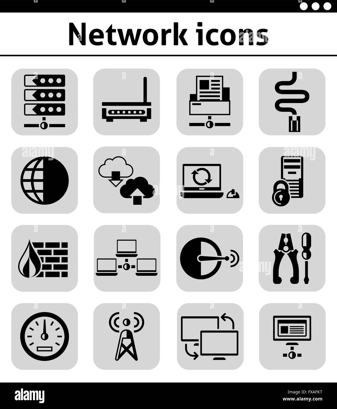 Network icons set black Stock Vector Image & Art Alamy