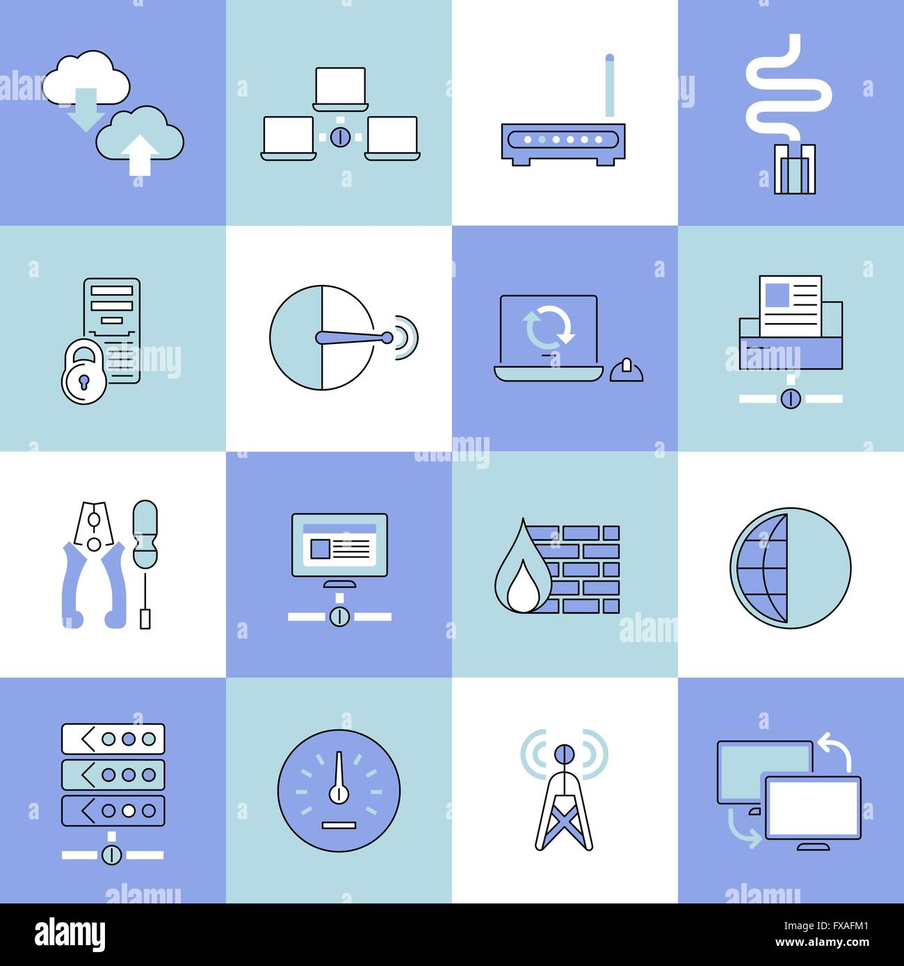 Network icons set flat line Stock Vector Image & Art - Alamy