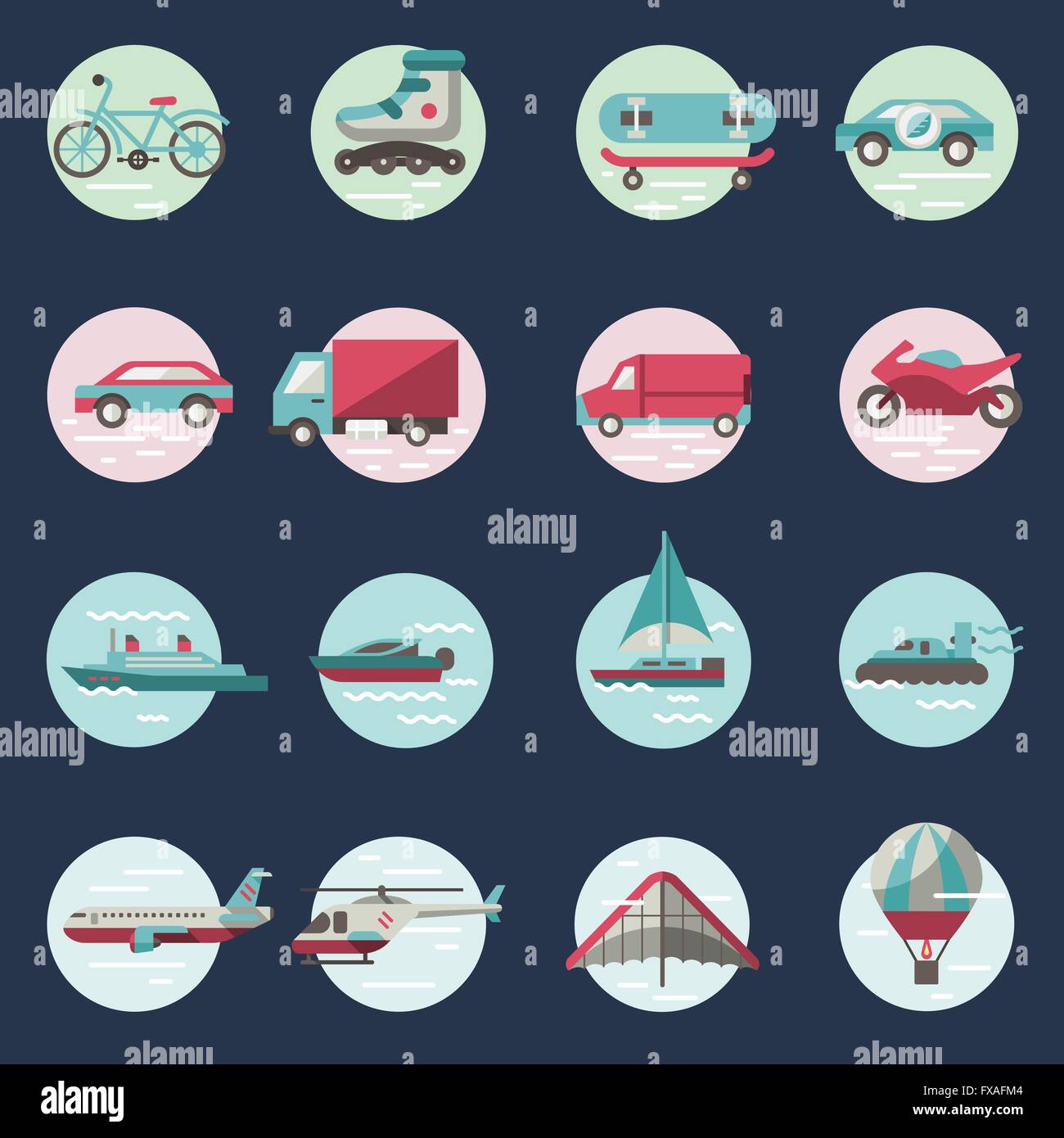 Transport icons round set Stock Vector Image & Art - Alamy