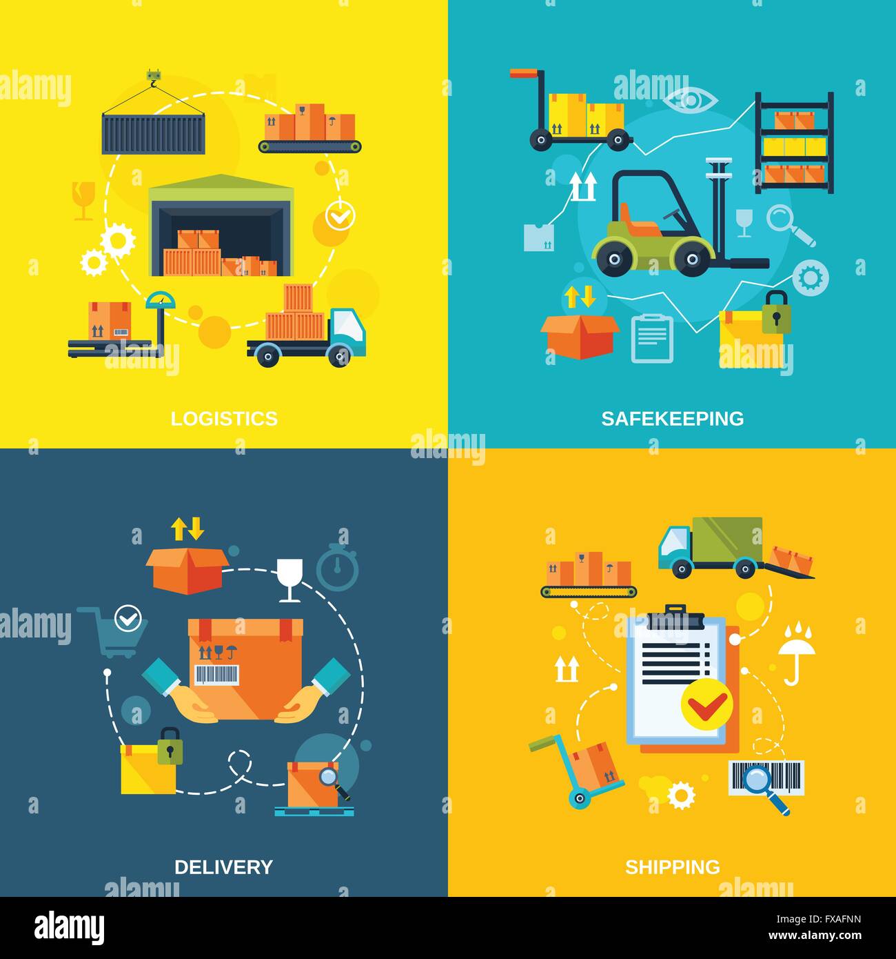 Warehouse flat set Stock Vector Image & Art - Alamy
