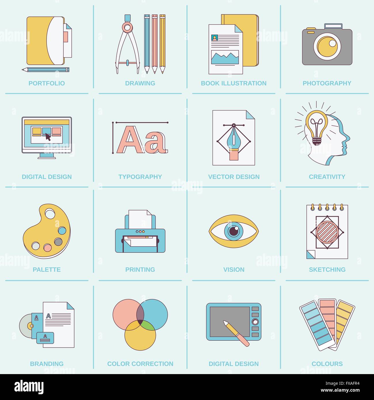 Graphic design icons flat line Stock Vector Image & Art - Alamy