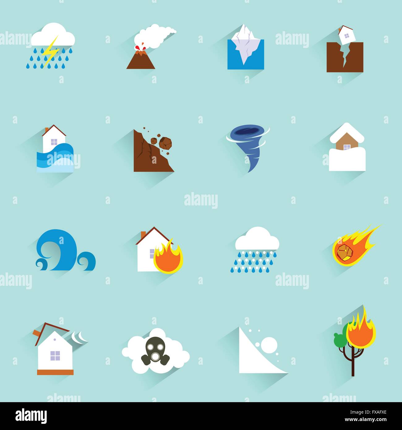 Natural disaster icons flat Stock Vector Image & Art - Alamy
