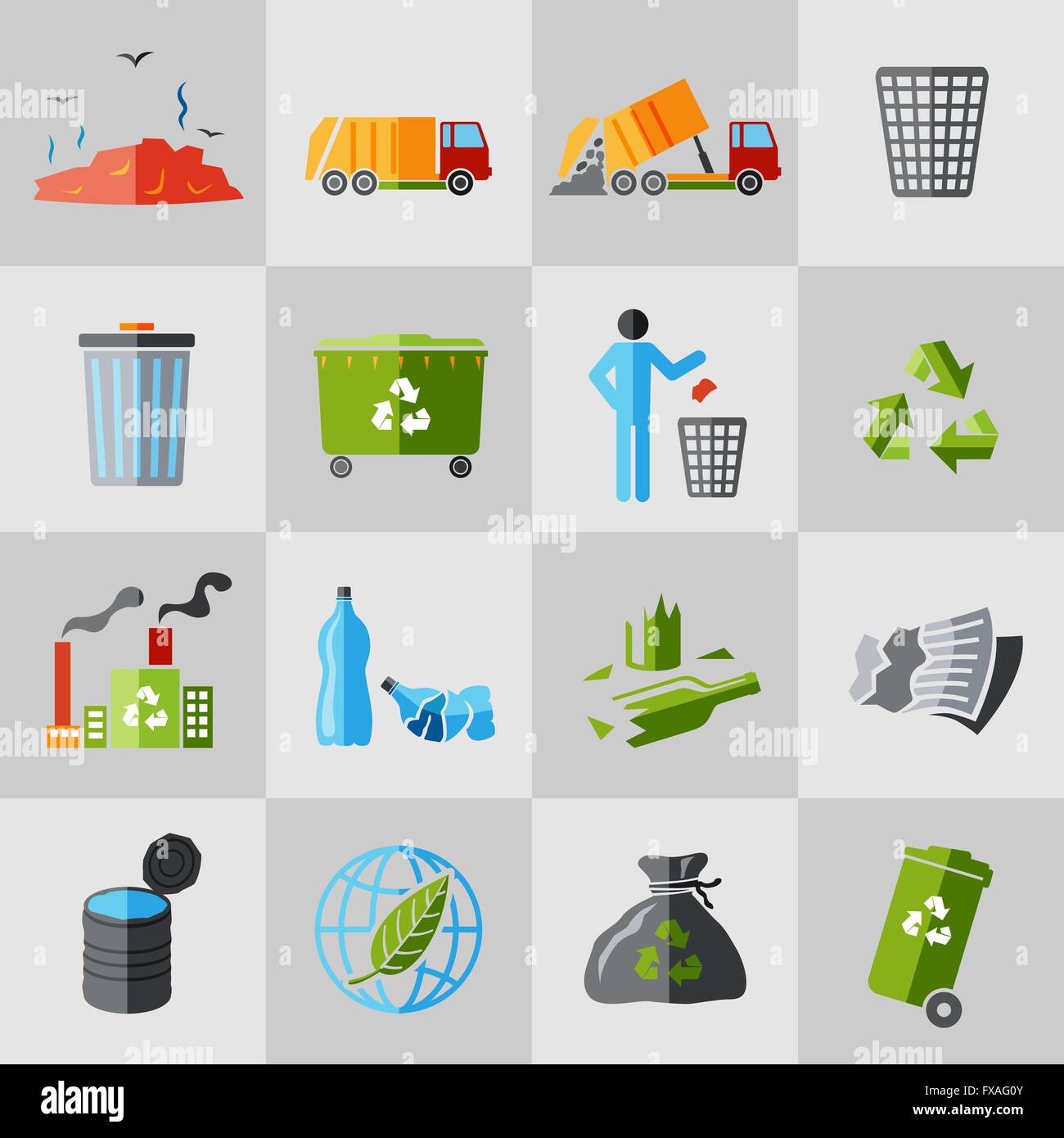 Garbage icons flat Stock Vector Image & Art - Alamy
